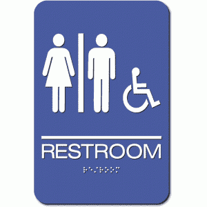 

Unisex RESTROOM Accessible Sign - Styrene-Blue / White (3 Units)