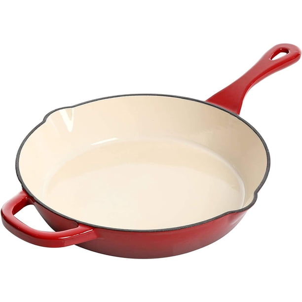 Crock Pot Artisan - Sartén redonda de hierro fundido esmaltado, 25,4 cm, color rojo escarlata