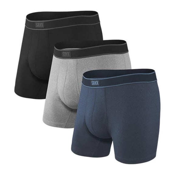 SAXX Underwear Co. Men's Daytripper Boxer Brief Fly 3Pk, Black/Grey/Navy, Medium