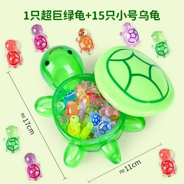 Tortuga de luz nocturna (15 piezas en miniatura + 12 cm de tortuga de resina grande), decoración de verano para jardín, bricolaje, paisajismo, decoración del hogar, baratijas