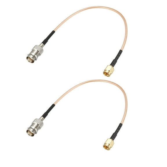 Uxcell BNC Bulkhead Female to RP-SMA Male RG316 RF Coaxial Cables 0.66-ft Silver Tone 2 Pack