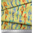 thumbnail image 2 of Soimoi Yellow Rayon Fabric Fish Ocean Print Sewing Fabric Yard 56 Inch Wide, 2 of 2