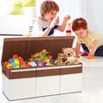thumbnail image 4 of FIIOEOY Extra Large Collapsible Toy Storage Box with Lid, Divider & Mesh Pockets, 40”x14”x16”, White & Brown, 4 of 7