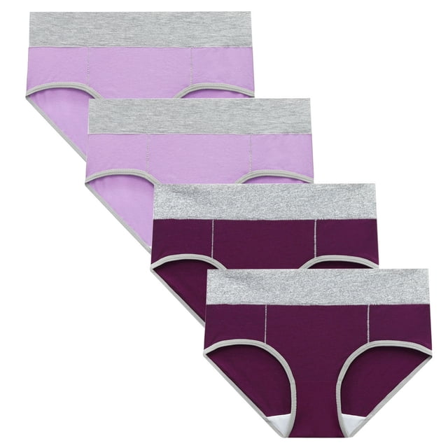 RKSTN 4Pc Womens Boxer Briefs High Waist Full Coverage Briefs Soft Breathable Postpartum Panties Patchwork Color Stretch Underpants