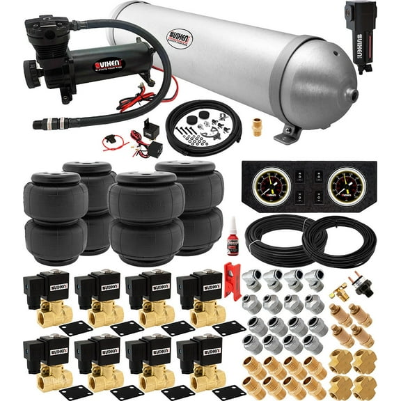 Vixen Air Suspension Kit for Truck/Car Bag/Air Ride/Spring. On Board System- 200psi Compressor, 5 Gallon Aluminum Tank. For Boat Lift,Towing,Lowering,Load Leveling Bags,Train Horn,RV VXX1209PB/4850BF