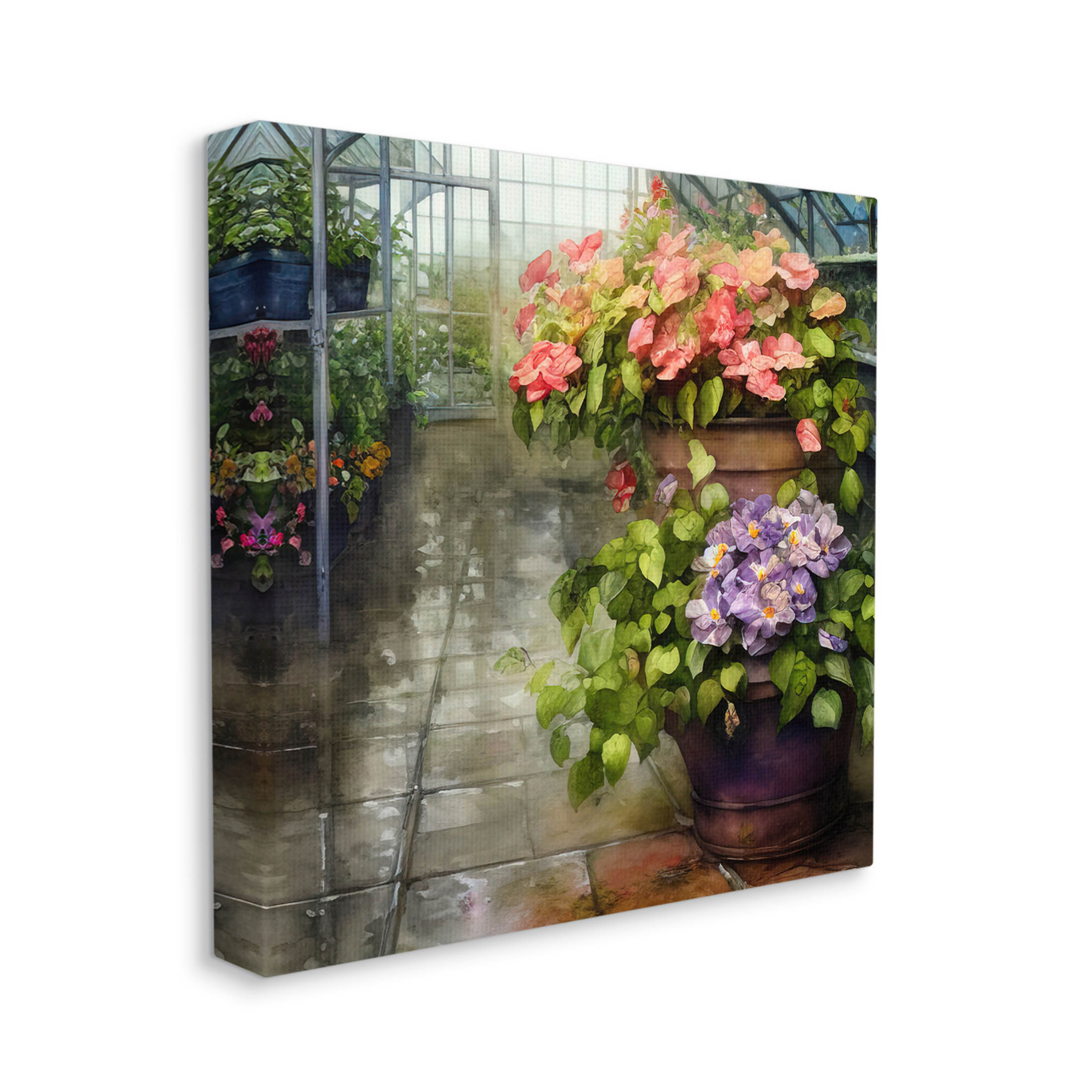 Spring Blossoms Greenhouse Garden Botanical & Floral Painting Gallery Wrapped Canvas Print Wall Art