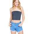 thumbnail image 3 of ShezPretty Womens Fitted Solid Cotton Spandex Layered Crop Tube Top (Medium, Charcoal Grey), 3 of 4