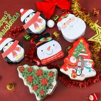 Christmas Cookie Tin Box with Lid, Holiday Treat Storage Container for Baking Gifts, Large Metal Candy Box for Gift Giving(Multicolor)