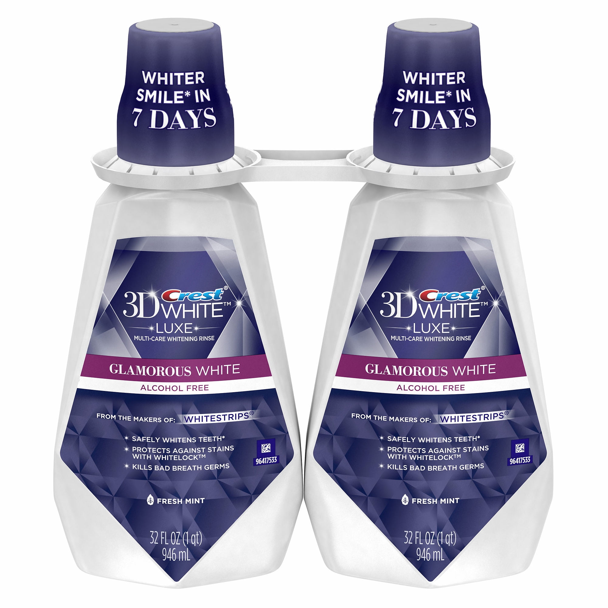 Product of Crest 3D White Luxe Glamorous White Mouthwash, 2 pk./32 oz