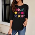 thumbnail image 5 of Runfenguu Y2K Top Womens T Shirt Dress Ladies' Fashion Floral Printed Round Neck 3/4 Sleeve T-Shirt Shirt Sleeve Round Neck Top/Shirt, 5 of 6