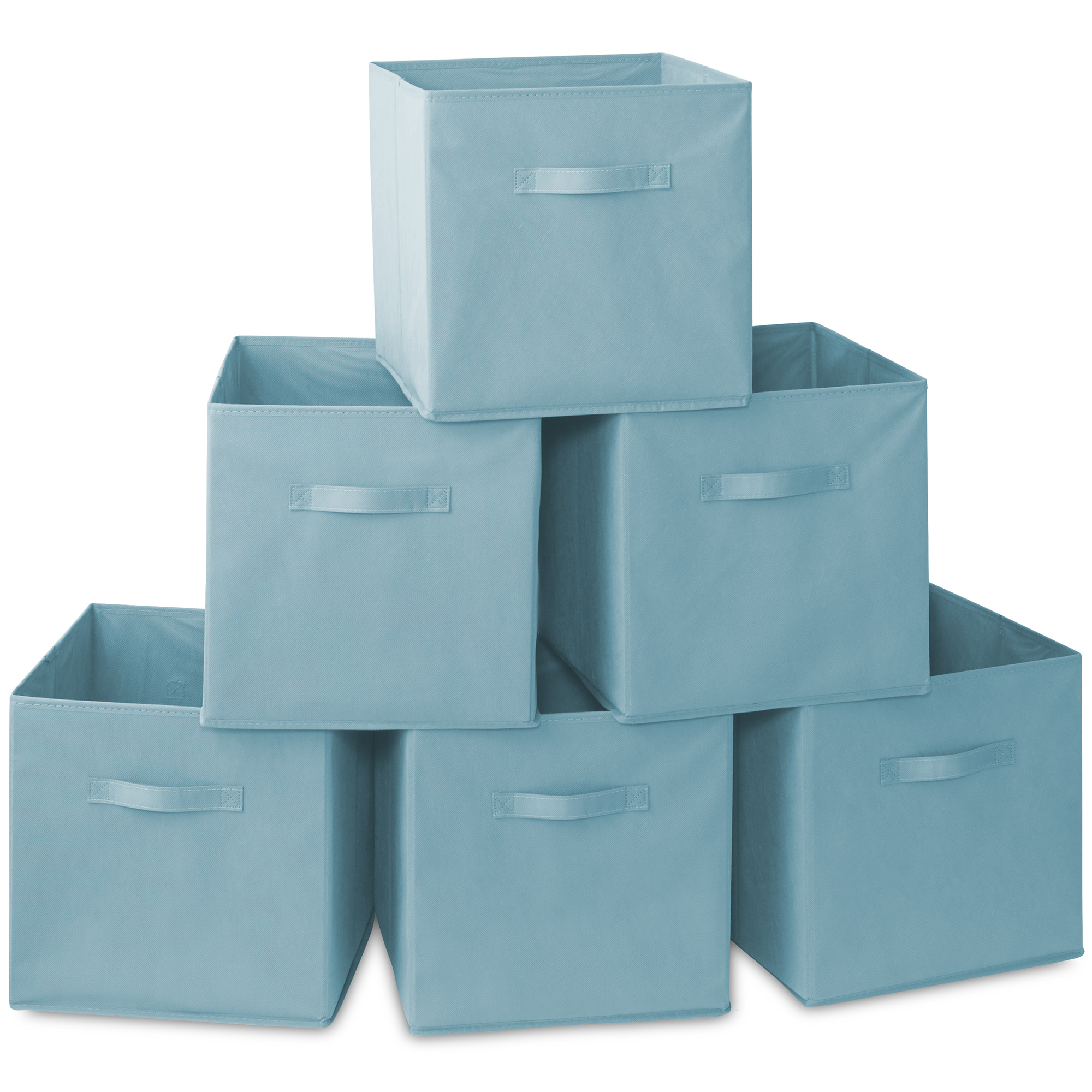 Casafield Set of 6 Fabric Storage Cube Bins, Baby Blue - 13" Collapsible Foldable Cloth Baskets for Shelves and Cubby Organizers