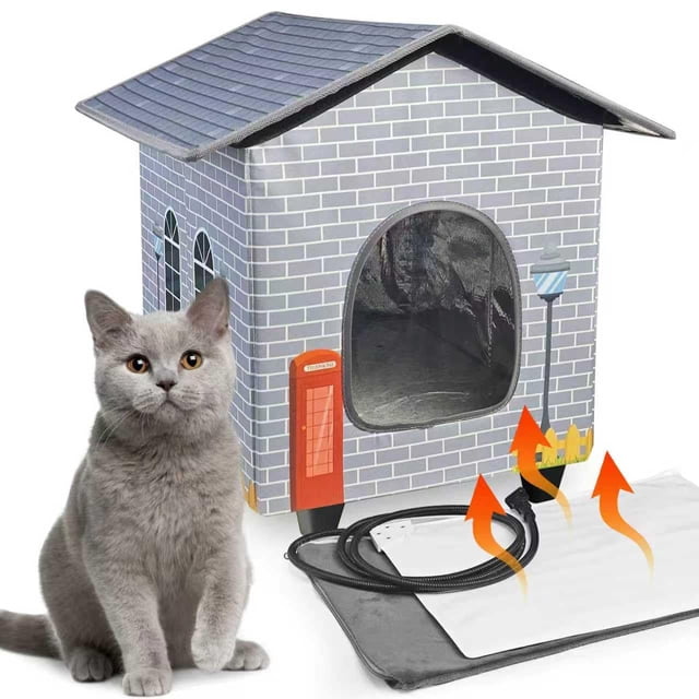 Caseta para gatos con calefacción NAMOTEK Elevated para gatos de interior y exterior