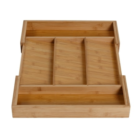 Honey-Can-Do - Adjustable Bamboo Drawer Organizer with 5 Compartments - Natural