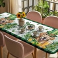 thumbnail image 3 of St Patricks Day Table Cloths for 8 Foot Rectangle Tables, Modern Watercolor Dogs Green Shamrock Patio Waterproof Elastic Fitted Tablecloths, Washable Rectangular Table Cover for Camping, 3 of 8