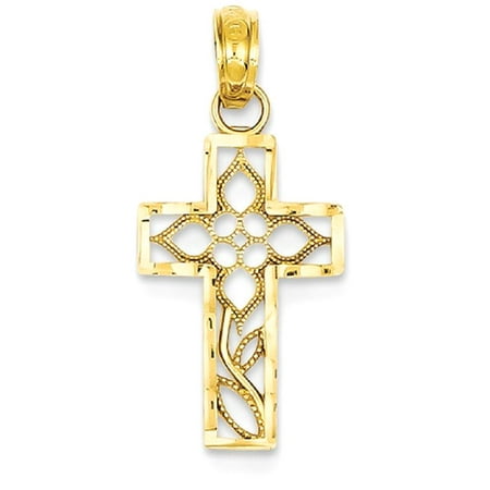 Gold Rectangular Pendant - ICE CARATS 14kt Yellow Gold Filigree Cross Religious Pendant Charm Necklace Fancy Fine Jewelry Ideal Gifts For Women Gift Set From Heart