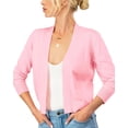 thumbnail image 5 of URBAN DAIZY Women's Classic 3/4 Sleeve Crop Bolero Cardigan Open Front Cropped Shrugs Knit Sweater A09_620 Baby Pink 2XL, 5 of 7