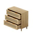 thumbnail image 2 of RONSHIN 3 Drawer Dresser,Kitchen Storage Cabinet with 3 Deep Rattan Drawers,Iron Handle Buffet Cabinet for Living Room,Dining Room,Hallway,Bedroom, 2 of 8