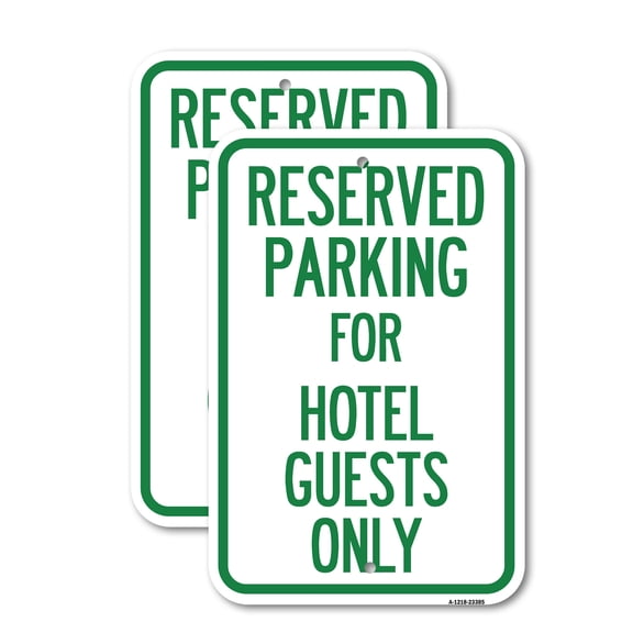 (2 Pack) Parking Reserved for Hotel Guests Only | 12" X 18" Heavy-Gauge Aluminum Sign | Rust Free Aluminum, Weather Resistant, Waterproof, Fade Resistant, 2 Pre-drilled Holes