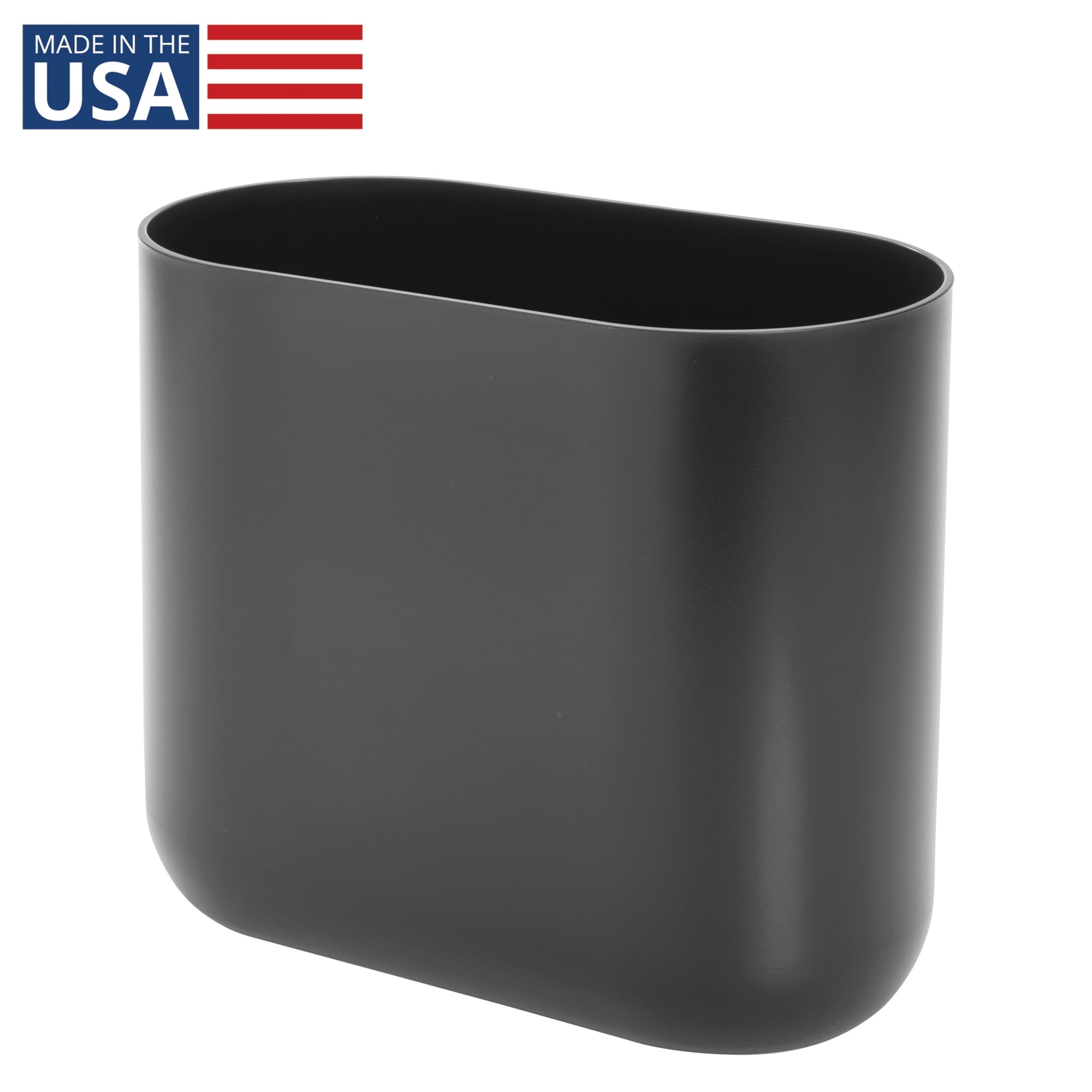 iDesign Small Slim Plastic Bathroom Trash Can, Garbage Can for Bedroom, Office, Desk, Dorm, Gray