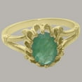 thumbnail image 5 of LBG British Made 9k Yellow Gold Ring with Natural Emerald Womens Engagement Ring - 33 size options - Size 7.25, 5 of 6