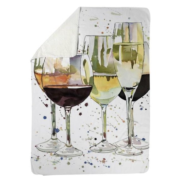 Begin Home Decor 5545-6080-GA112 60 x 80 in. Beautiful Wine Glasses-Sherpa Fleece Blanket