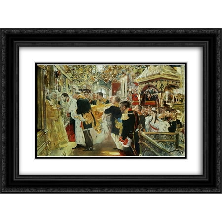 Uspensky Cathedral (Valentin Serov 2x Matted 24x20 Black Ornate Framed Art Print 'Coronation of the Emperor Nicholas II in The Uspensky)