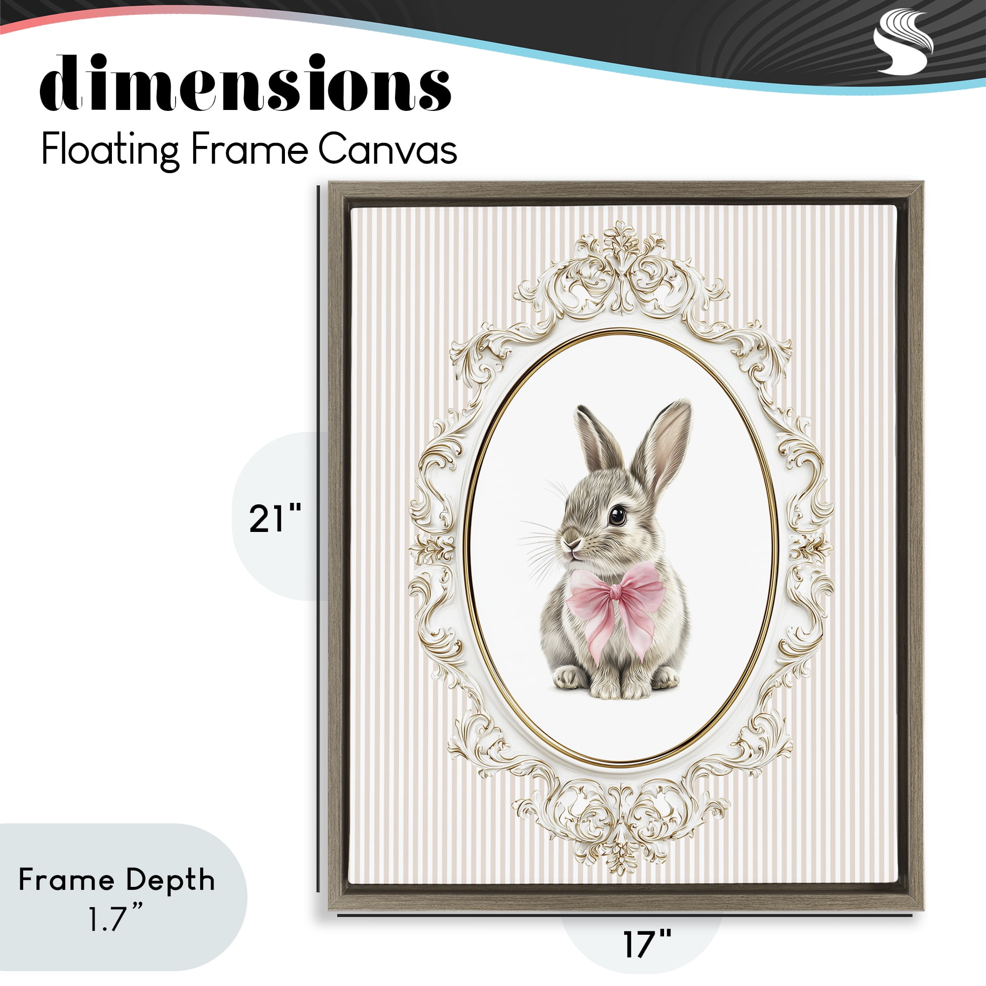Stupell Industries Ornate Border Bunny Brown Framed Floater Canvas Wall Art, design by Christine Simpson Art