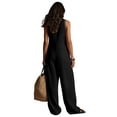 thumbnail image 6 of LEKODE Womens Jumpsuit Linen Cotton Jumpsuits Flowy Jumpsuits for Women Plus Size Jumpsuits Y2k Baggy Jumpsuit Button Down Jumpsuits with Pockets Womens Summer Outfits Black S, 6 of 6