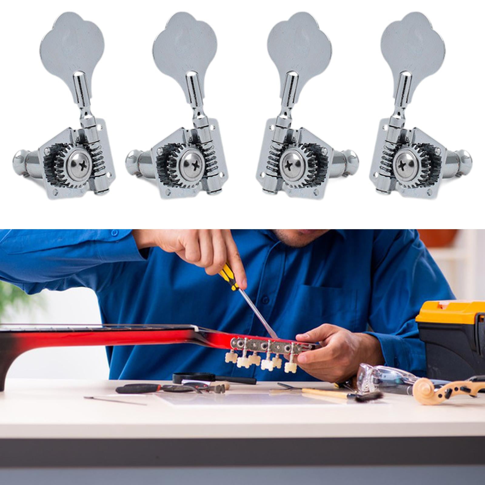 LeeQinersw 4 Pieces Electric Bass Tuning Pegs Machine Heads Professional Replacement Sturdy argent