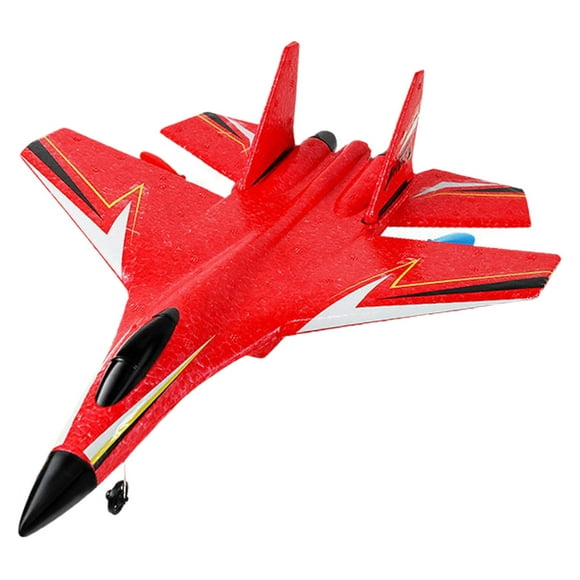 2.4G 2CH RC Plane Anti Collision Outdoor Flying Remote Control Plane Fighter RC Fixed Wing Plane for Beginners Red