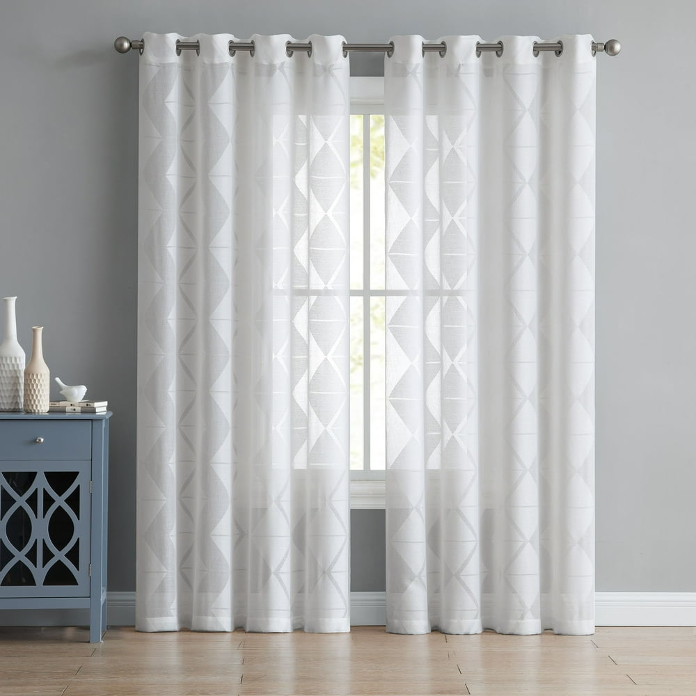 Mainstays Brody Geometric Burnout Grommet Top Window Curtain Panel