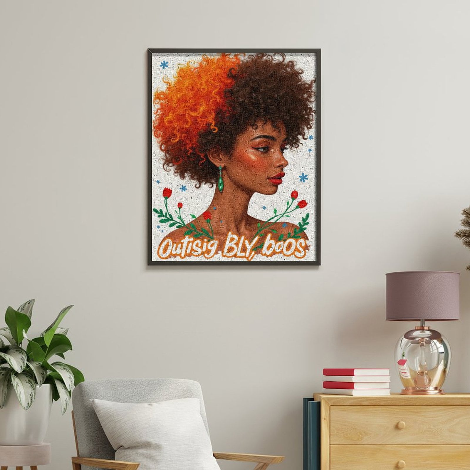 Paint By Numbers Kit for Adults Beginner - DIY Orange Curls Floral Portrait Art Canvas Painting Kits for Adults, Frameless Paint By Number for Adults for Home Wall Decor 16x20 Inch