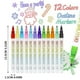 thumbnail image 3 of Set de marcadores de contorno de purpurina 12 colores | Rotuladores de doble línea para álbumes de recortes, creación de tarjetas y pintura | 10ml Tinta vibrante | Punta Media | Materiales de arte, 3 of 8