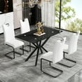 thumbnail image 2 of Miniyam 47" Modern Glass Dining Table for 4, Rectangular Tempered Glass Top with Metal Legs, Black, 2 of 7