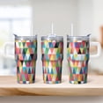 thumbnail image 2 of Double Wall 20oz Geometric Texture Tumbler with Handle, Stainless Steel Insulated Travel Coffee Mug Leak Proof Straw Lid, 2 of 5