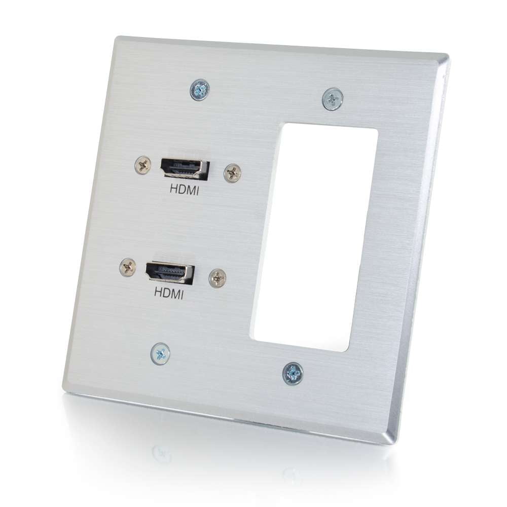 C2G Dual HDMI Pass Through Double Gang Wall Plate with One Cutout