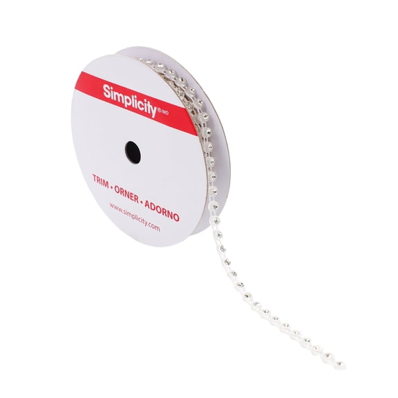 Simplicity Trim, White 1/8 inch Clear Rhinestone Strand Trim Great for Apparel, Home Decorating, and Crafts, 1 Yard, 1 Each