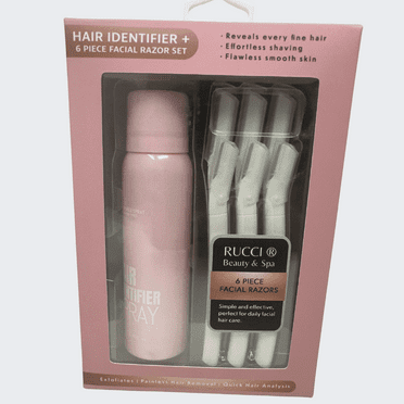 Hair Identifier with 6-Piece Facial Razor Set – Eyebrow & Face Hair Trimmer for Women, Gentle Dermaplaning Tools for Peach Fuzz, Precision Grooming & Exfoliation