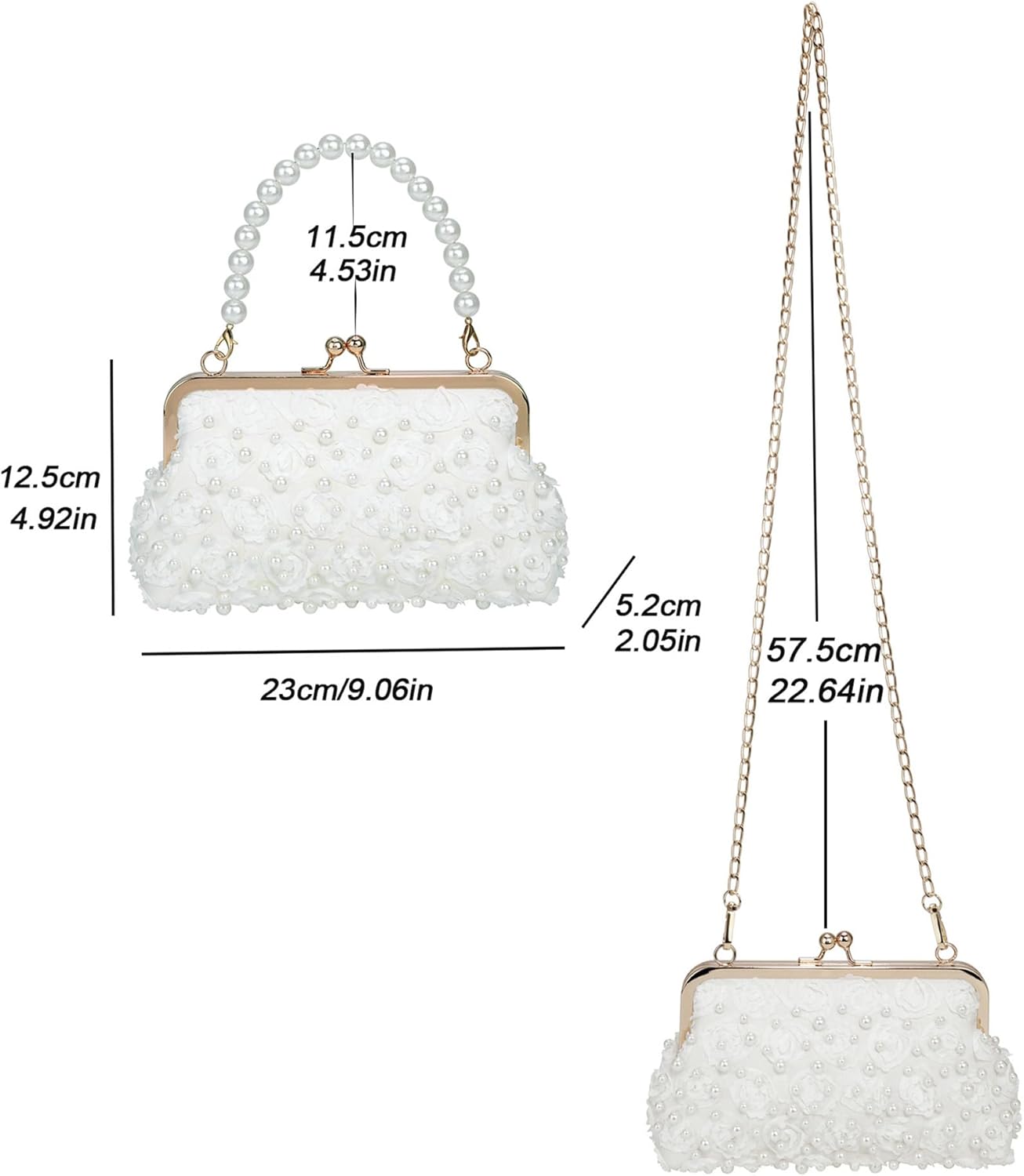 YooGuoGuo Pearl Clutch Purses for Women Evening Handbag Wedding Bridal Crossbody Bag for Party