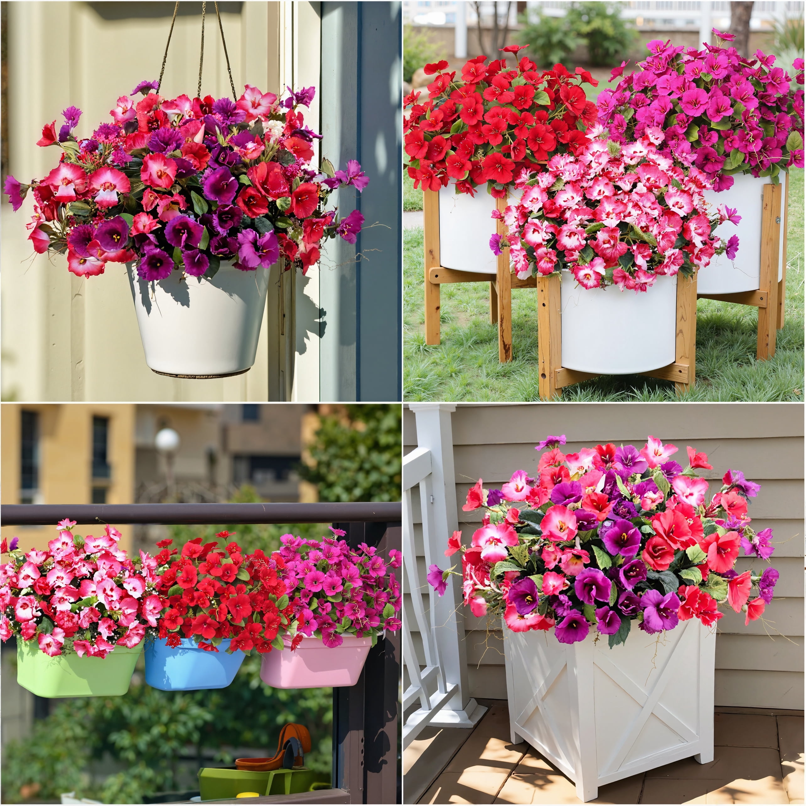 Scidweet Artificial Hibiscus Flowers for Outdoors, 10 Bundles Faux Fake Silk Flowers Bouquet UV Resistant for Garden Porch Patio Vase Box Spring Summer Indoor Outdoor Home Decor, Multicolor