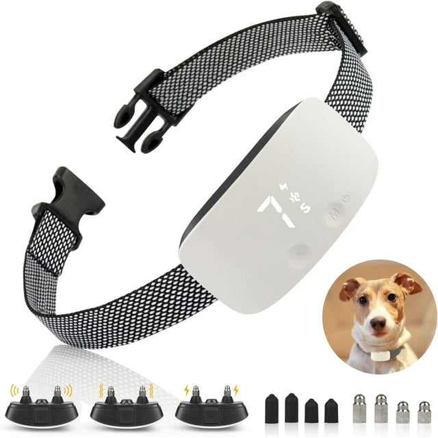 Collier d'Aboiement pour Chien Intelligent, Collier d'Entraînement Automatique avec 3 Modes Son/vibration/choc