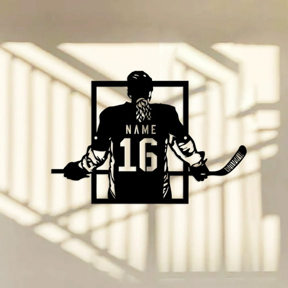 Custom Metal Hockey Sign Personalized Name & Number Wall Art Hockey Gifts For Boys Bedroom, Gift For Man, Unique Gift