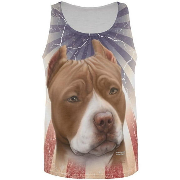 Pit Bull Live Forever All Over Adult Tank Top - Large