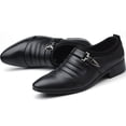 thumbnail image 2 of Men Wedding Slip On Loafers Shoes Formal Office Work Faux Leather Pointed Toe Shoes, 2 of 5