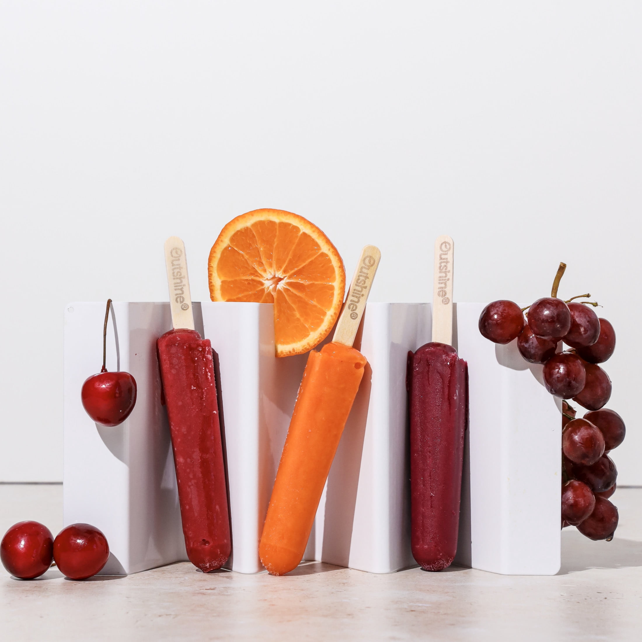 Outshine Cherry, Tangerine, and Grape Frozen Mini Fruit Pops,Variety Pack, Non-GMO, 12 Count