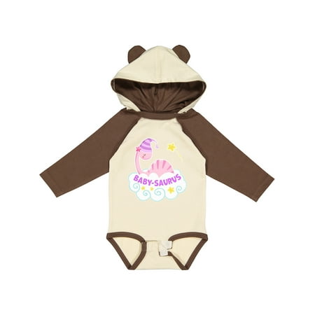 

Inktastic Baby-Saurus Cute Pink Dinosaur on a Cloud Gift Baby Boy or Baby Girl Long Sleeve Bodysuit