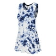 thumbnail image 1 of MBJ WDR1077 Womens Tie Dye Round Neck Sleeveless Trapeze Dress Tunic Top L WHITE_NAVY, 1 of 4