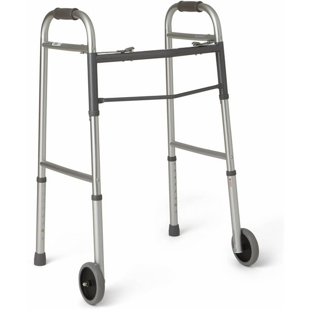 Medline Easy Care TwoButton Folding Walker with 5" Wheels Walmart