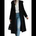thumbnail image 1 of Chaqueta Informal con Capucha y Cuello en V de Larga y Forro Cálido para Mujer, Abrigos de Otoño e Invierno. Negro XL, 1 of 7