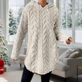 thumbnail image 2 of ManxiVoo Women's Hooded Jacquard Sweater Long Sleeve Fit and Flare Drawstring Casual Winter Pullover L Size Beige, 2 of 7